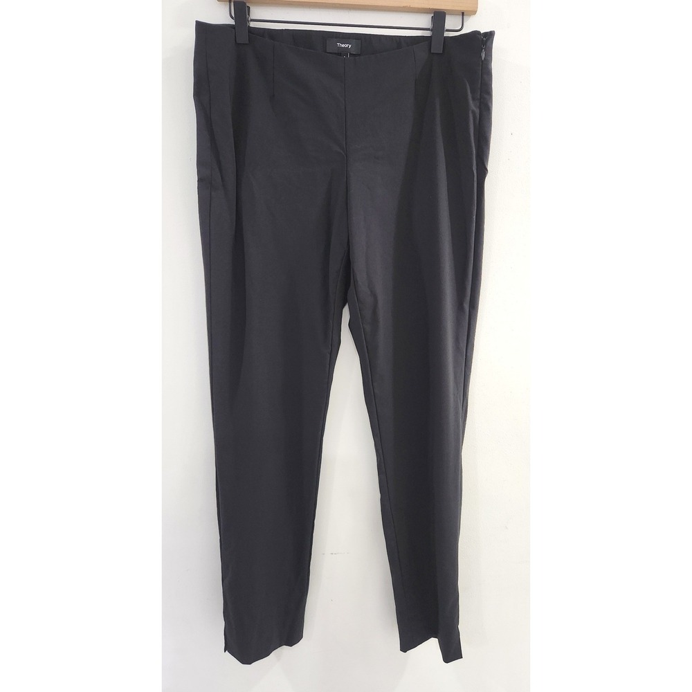 Theory Belisa Sevona Black Virgin Wool Blend Slim Ankle Pants Size 8 - Picture 3 of 8